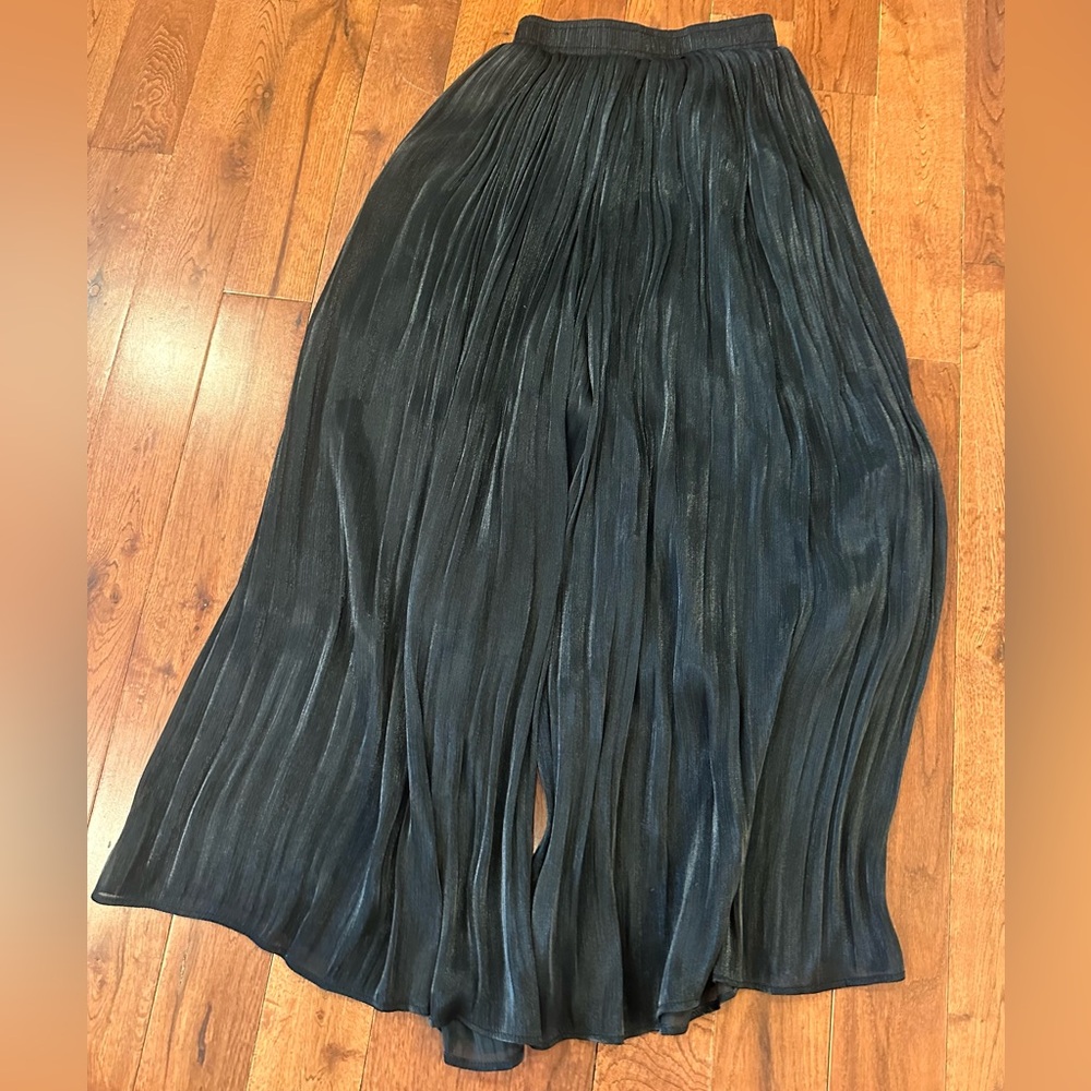 Black pleated wide leg pants